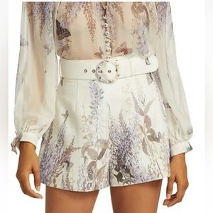 ZIMMERMANN Wild Botanica Luminous Belted Linen Shorts size AU 0 worn only once